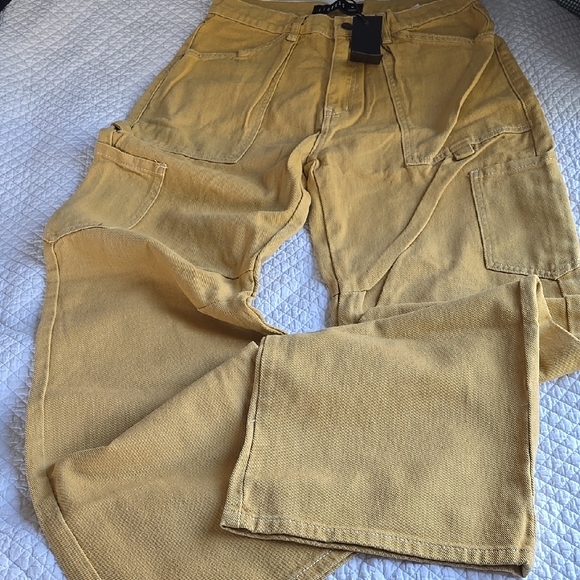 Lioness Mustard Yellow Baggy Miami Vice Cargo Jeans - Picture 4 of 12